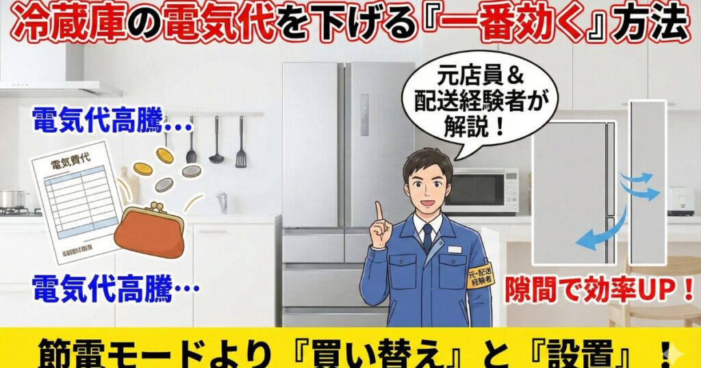 【2026年版】元店員が解説。冷蔵庫の電気代を下げる「一番効く方法」は節電モードじゃない。買い替えと設置で差がつく現実